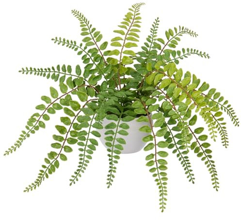 Arborus Farn Künstlich wie echt Kunstpflanze im Topf 45B cm Künstlicher Farn Künstliche Hängepflanze Fern Kunstpflanzen wie echt Künstlicher Knopffarn für Zimmer Büro Wand Tisch Deko
