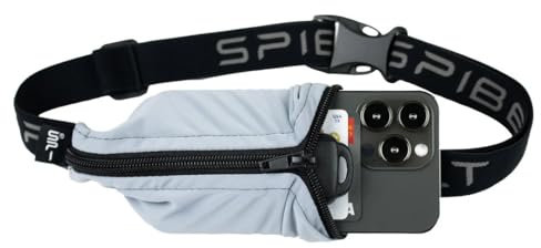 SPIbelt Laufgürtel mit großer Tasche für Damen und Herren, Lauf-Bauchtasche, Halter für Handy, Laufgürtel ohne Hüpfen, dehnbar, verstellbar, 47 inches