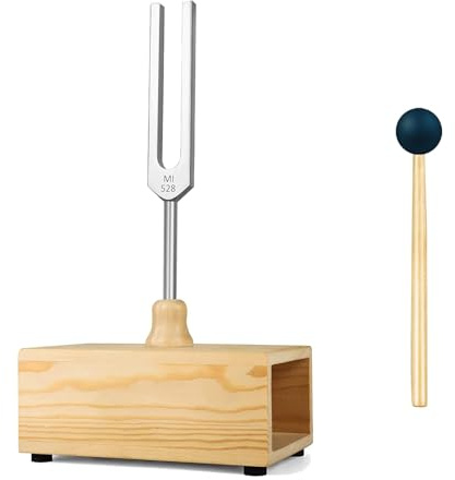 MIMIRACLE 528 Hz Tuning Fork with Resonance Box - Aluminum Alloy, Pine Wood Speaker - Ideal for Sound Healing, SPA Aromatherapy, Meditation