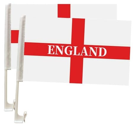 2PCS England Car Flag 30x45cm Small St George Window Flags for UEFA Euro 2024 Football Decorations - Football Supporters Sports Fans Party Supplies #1