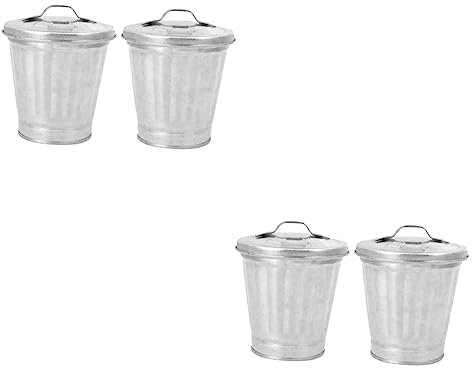 QTTYREV garbage can Mini Trash Can Indoor Pots for Plants Plant Pots Makeup Brush Holder Flower Pots for Indoor Plants Tabletop Trash Can Tin Trash Pen Holder