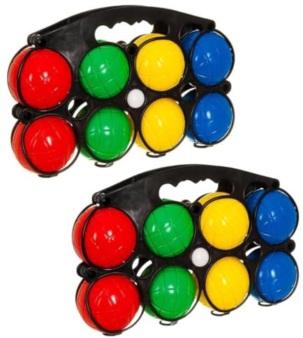 LND Gifts Set Of 2 Outdoor Boules Game Set, 8 Plastic Bowling Balls with Jack Ball, Outdoor Games For Kids, Beach Games, Camping Games, Petanque Game With Carry Case, Family Fun at the Beach or Garden