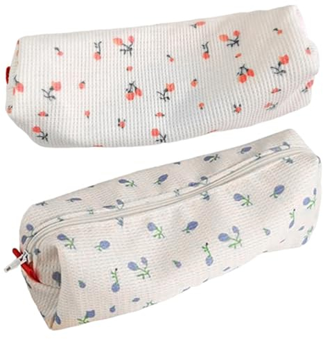 2 Pack Floral Federmäppchen | Pencil Case Aesthetic | Klein Mäppchen Pencil Case | Aesthetic Schlamppermäppchen | Multifunktionale Kosmetiktasche Schminktasche Federpenal für Mädchen Ju-ngen Teenager
