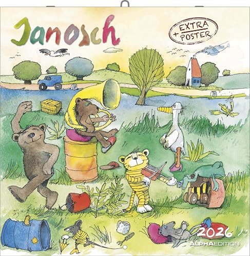 Janosch 2026 - Broschürenkalender 30x30 cm (30x60 geöffnet) - Kalender mit Platz für Notizen - inkl. Poster - Bildkalender - Wandplaner - Wandkalender