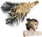VINTORKY Elegant Gold Plume Headband Rhinestones for Women for Flapper Costumes