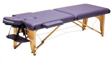 Table de Massage Portable, 2 Lits pliants, Hauteur réglable, avec Support pour Le Visage, accoudoir Amovible et Sac de Transport (Violet 185 x 60 cm)