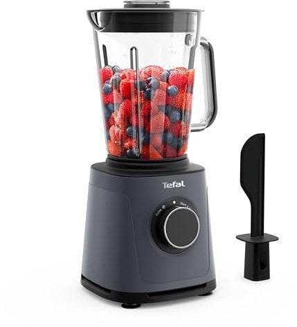 Tefal PerfectMix Essential Hochgeschwindigkeits-Standmixer, stufenlos einstellbare Geschwindigkeit, Pulsfunktion, abnehmbare Powelix-Klingen, hitzebeständiger 2 l Glasbehälter, 1200 W, Grau, BL771BF0