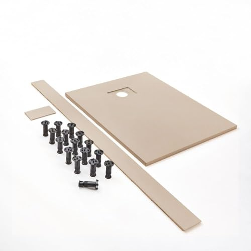 MILANO Sand Textured Rectangular Shower Tray Riser Kit 900 x 800mm | SMC Construction. Low Profile Design. Contemporary Style. Textured Surface. Reversible Installation. Waste Included.