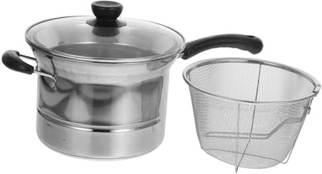 Zerodeko Olla De Sopa Freidora Olla Vaporera Sartén Papas Fritas Colador Acero Inoxidable