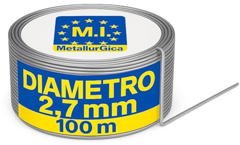 M.I. – Filo Metallico Zincato, Rotolo 100 m Ø 2,7 mm – Recinzioni, Legature, Fai da Te Giardino, Stendibiancheria
