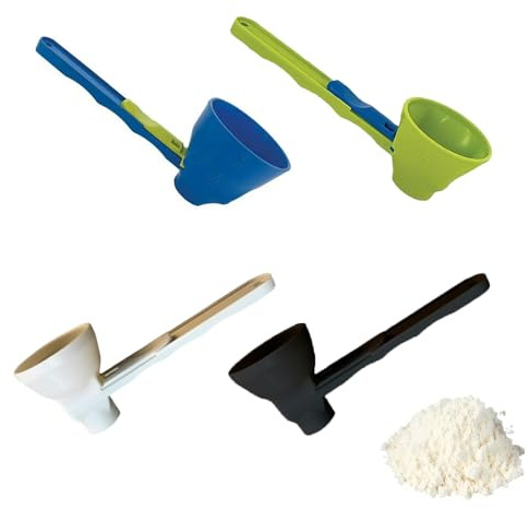 Protein Scoop – 4pcs Sliding Protein Powder Scoop with Built-in Funnel, Durable ABS Scoops for Powder, Precise Protein Powder Scoop Measuring Tool, Funnel Scoop for Gym, Home, Office, and Travel