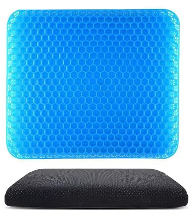Gel Sitzkissen 40x35cm Sitzkissen für Erwachsene und Rollstühle | Wabengel, abnehmbarer Bezug, rutschfester Boden, für Bürostühle, Autos, Zuhause und Rollstühle