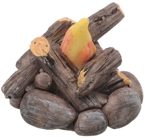 GALPADA Feu de camp miniature en résine - Cheminée miniature réaliste - Robuste - Accessoire de maison de poupée - Faux feu décoratif pour jardin et bricolage - Micro feu détaillé