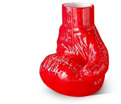 DONKEY Boxhandschuh Vase, Rote Keramik, 26 cm hoch, Hochglanz-Finish, Moderne Skulpturale Blumenvase, Dekoratives Statement-Piece für Wohnraum und Büro, Sportliches Design