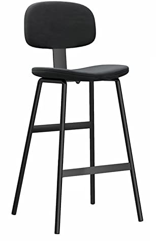 MARIYCH Taburetes de Bar Modernos, Silla Alta para Isla de Cocina, sillas de Bar de Terciopelo para Isla, Pub | Tapizados con Respaldo | Redondos con reposapiés Negro, Negro, 65 cm
