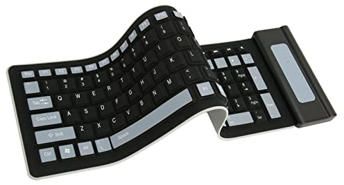 Faltbare Silikon-USB-wasserdichte Rollup-Tastatur, 107 Tasten, wasserfest, staubdicht, Zwei Farben, 2,4 g, weiche, leise USB-Tastatur (Schwarz)