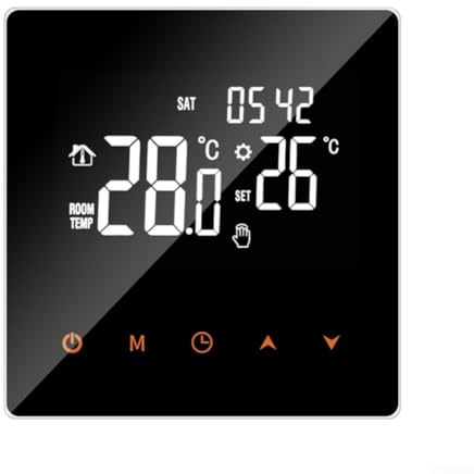 Smartes programmierbares Raumthermostat Fußbodenheizung – LCD-Bildschirm, Kindersicherung, schwarz (16 A)