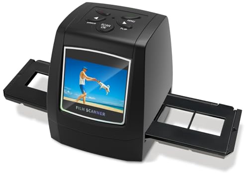 35mm Film Scanner & Slide Scanner with 2.4 LCD Screen, 135 Negative & Slide to Digital JPEG Converter, Portable Film Digitizer with Easy-Load Adapters for Old Photo Slides and Negatives
