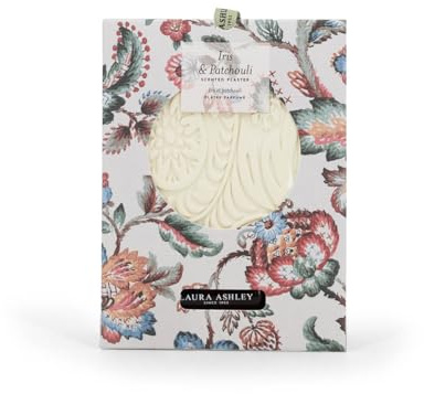Laura Ashley Duftanhänger & 10ml Duftöl | Wiederverwendbarer Lufterfrischer aus Keramik für Auto, Schrank & Wohnraum | Iris & Patchouli