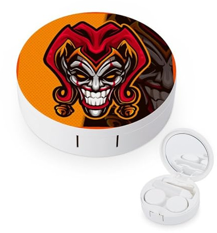 fkgvwo Contact Lens Case Red Yellow Skull Contact Lens Holder Box Container Soak Storage Kit