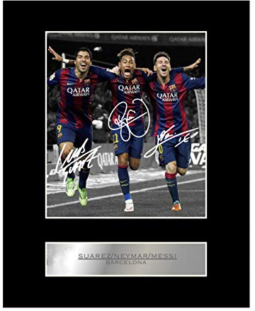 Iconic pics: Luis Suarez, Neymar Jr, Lionel Messi, signiertes Foto mit Fotorahmen, Barcelona FC, Wanddekoration, Fotodruck mit Rahmen, Wohnzimmer, Küche