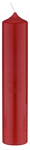 Altarkerzen Farbe - XXL Dekokerze, Laternenkerze, Weihnachtskerze, Premiumkerze RAL Kerzenqualität, Rot, 300 x 100 mm, Ceresinwachs, Unparfümiert