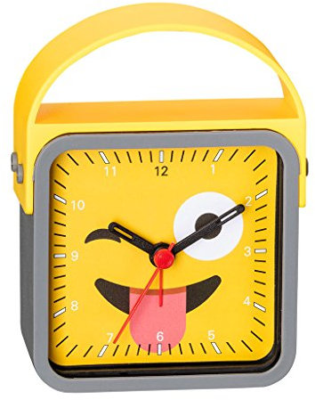 Wecker Kinderwecker Alarm Analog Kunststoff gelb-grau mit schleichende Sekunde