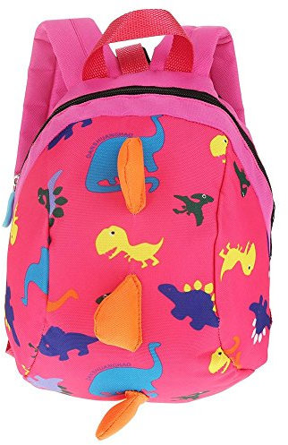 Zerodis Rucksack Kinderrucksäcke Backpack Schultasche 3D Dinosaurier Kinder Kleinkinder mit Sicherheitsleine(Rosa)