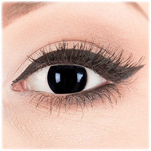 Farbige Kontaktlinsen zu Fasching Karneval Halloween 1 Paar Crazy Fun schwarze 'Blind Black' mit Behälter in Topqualität von 'Glamlens' ohne Stärke
