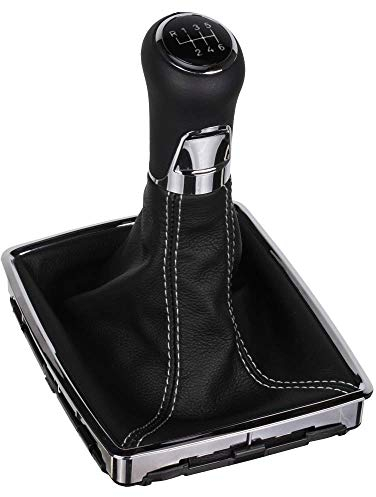 ICT Schaltknauf 3CM24NW Schaltsack/Schaltmanschette kompatibel mit: Mercedes Benz C–Klasse W204 C204 S204 E–Klasse W212 A207 C207 S212 GLK X204 Leder Ersatzteil (C Naht silber-grau, Ohne LED)
