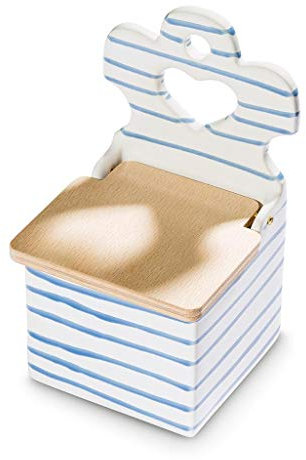 GMUNDNER KERAMIK Salzfass mit Holzdeckel Grösse: l= 9.5 cm x b= 9.5 cm x h= 18 cm Blaugeflammt Geschirr, handgemacht in Österreich