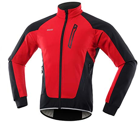 ARSUXEO Herren Winter Fahrradjacke Thermo-Vlies Softshell MTB Fahrrad Outwear Winddicht Wasserdicht 20B Rot M