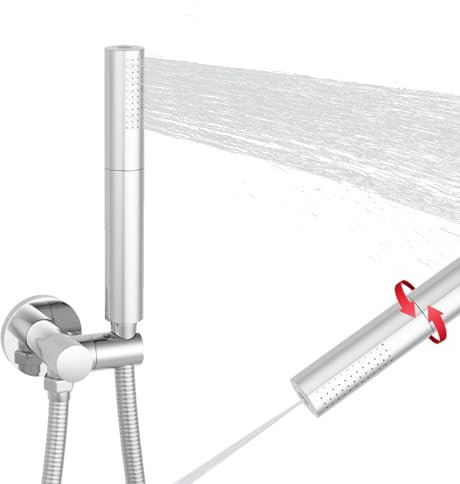 Juego de alcachofa de ducha de mano de latón macizo cromado pulido doble función con soporte y manguera de acero inoxidable