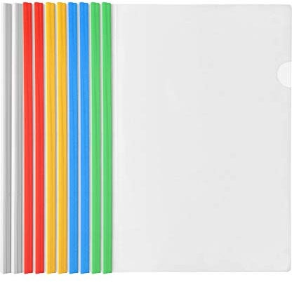 upain10 Pieces A4 Report Covers with Sliding Bar Clear Files Report Transparent Project Presentation Slide Binder Folders for Home School Office Documents Classification