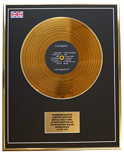 LED Zeppelin IV Metall-Schallplatten-Display mit goldfarbenem Zeppelin