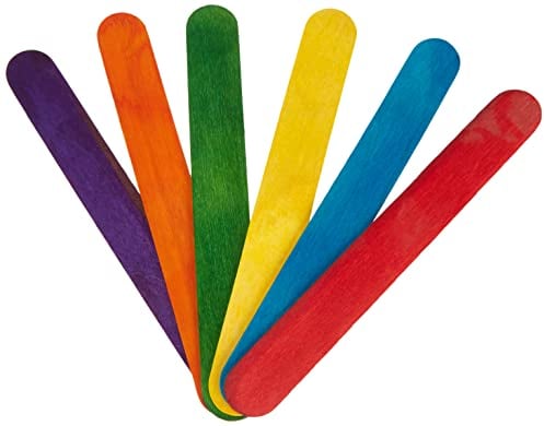 GLOREX Madera de Abedul Pintada de Colores en Forma de Varillas de Hielo, Aprox. 15 cm de Largo con Extremos Redondeados, 100 Unidades, versátil para Manualidades, Lacado Multicolor