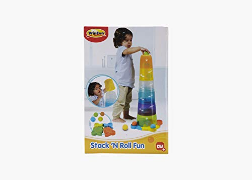 Winfun Stack 'N Roll Fun | Buntes Roll-Stapelspielzeug mit Lichtern und Geräuschen | Inklusive Rollbällen | Fördert Feinmotorik & Ursache-Wirkungs-Spiel | Säuglingsspielzeug ab 12 Monaten
