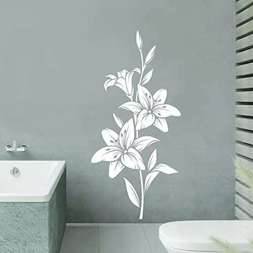 tjapalo® vr11 Flur Wandtattoo Blumenranke weiß Dekoration Wandaufkleber Ranke Wandtattoo Wohnzimmer pflanzen und Gräser Wandtattoo pflanzen, Farbe: Weiß, Größe: H100xB44cm