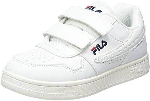 FILA Arcade Velcro Kids Sneaker, White Navy, 34 EU