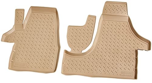 Recambo 3D Gummi Fußmatten kompatibel für VW T5 / T6 | BJ ab 2003> | Auto Gummimatten | Passgenau | mit Rand | beige | vorne