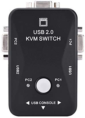 Shanrya Dispositivo Switch KVM USB a 2 Porte, Dispositivo Switch USB Stabile affidabile per Win 7 per OS X per Vista a 64 Bit