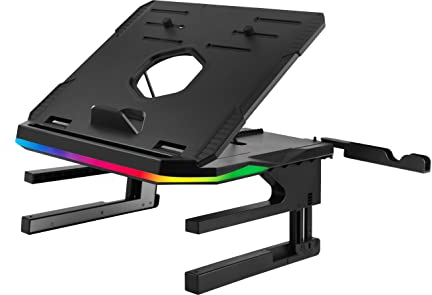 Enermax Supporto per rialzo ergonomico per PC portatile/monitor girevole RGB 360° pieghevole, installare fino a 3 dispositivi, carico massimo 10 kg ELS001 nero