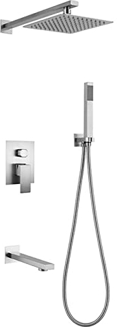 3 Funktion Duschbrause Set Unterputz Duschkopf Regendusche Duscharmatur Unterputz mit Armatur Duschsystem Regendusche für Badezimmer,Gebürstet