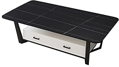 Saturey Petite table basse, table basse, meuble TV, table à thé industrielle, table à cocktail, utilisée dans la chambre à coucher, le salon, le bureau, table d'appoint à thé (avec tiroir), table à