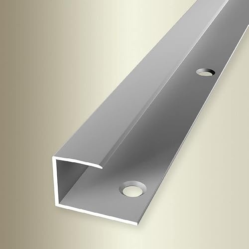 PROVISTON | Einfassprofil | Breite: 23 mm | Höhe: 14-15.5 mm | Länge: 2700 mm | Aluminium eloxiert | Glatt | Silber | Versenkt Gebohrt