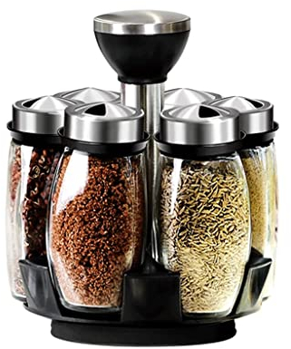 XXZY Küchen-Vorratsbehälter aus klarem Glas, schwenkbares Gewürz-Vorratsglas mit Dichtungsdeckel, Vorratsbehälter, Lebensmittelspender