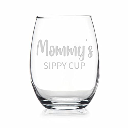 Mommy's Sippy Cup Stemless Wine Glass - Mother's Day Gift Mommy Wine Gift - First Time Mommy New Mommy Gift - Mommy Wine Glass