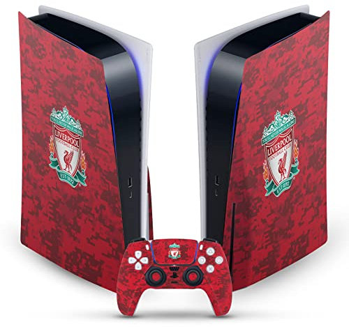 Head Case Designs Officially Licensed Liverpool Football Club Crest Red Camouflage Art Vinyl Faceplate Gaming Skin Decal Compatible With Sony PlayStation 5 PS5 Disc Console & DualSense Controller