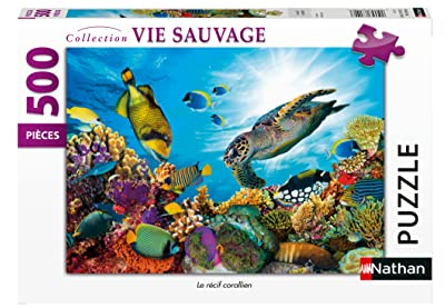 Nathan - Puzzle 500 Teile - Das Korallenriff - Erwachsene und Kinder ab 12 Jahren - Hochwertiges Puzzle - Perfekte Integration - Wildlife Collection - 87286