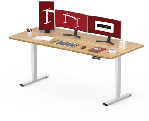 SANODESK 2 Motores Escritorio Elevable EC4 180 x 80 cm Tablero Entero con 3 Secciones Patas Telescópicas con Panel Ajustable, Mesa elevable Standing Desk Ergonómico para Oficina y Hoggar-Arce